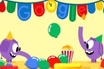 google doodle, google doodle games, google doodle marks new year s eve with a pair of cute elephants, Google doodle