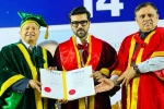 Ram Charan Doctorate pictures, Ram Charan Doctorate new breaking, ram charan felicitated with doctorate in chennai, Respect