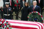 Melania Trump, Trump at US Capitol, trumps pay last respect to late president bush at u s capitol, Mccain